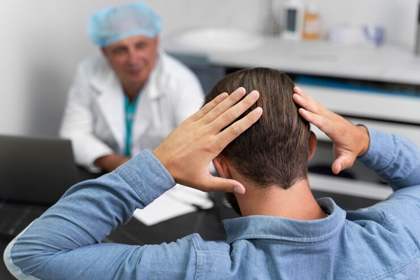 Precio del injerto capilar en la coronilla - Hombre con problemas de alopecia acude a un especialista para aclarar todas sus dudas en relación a una cirugía