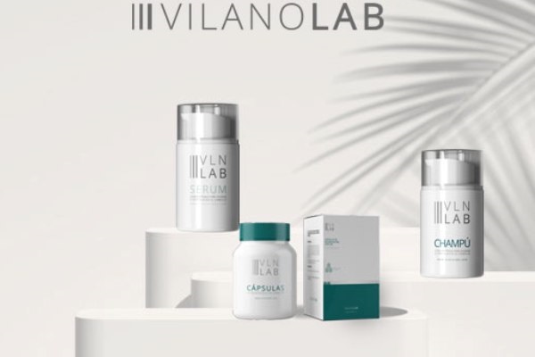 Kit para el cuidado del cabello - Contenido del kit Vilanolabs para el cuidado del cabello, el cual incluye cápsulas, sérum y champú estimulante capilar