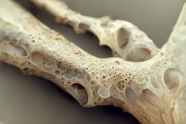 imagen de unos huesos afectados por la osteoporosis