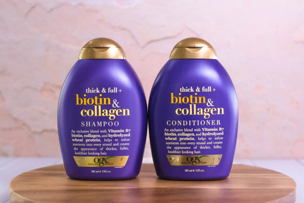 Champús para crecer el pelo - Línea de cuidado capilar de Biotin and Collagen de OGX una de las mejores fórmulas del mercado para reestructurar el cabello
