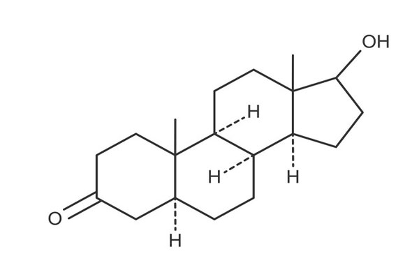 Batidos de proteína y calvicie - Estructura molecular de la Dihidrotestosterona