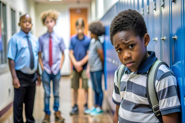 Niño afroamericano enfrenta problemas para socializar de manera asertiva con otros compañeros en el colegio