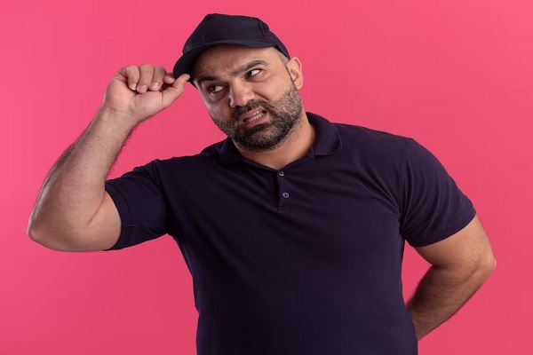 caer el cabello - hombre llevándose la mano a la gorra en forma de saludo