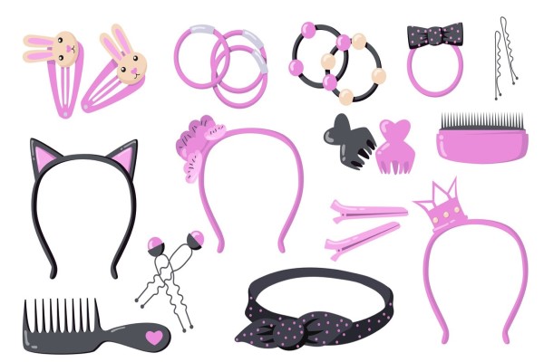 Accesorios para el cabello 1 - dibujo de múltiples accesorios para el cabello