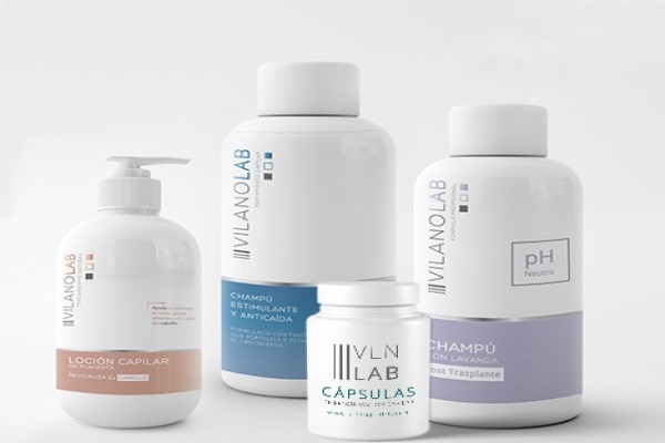 imágenes de productos de cuidado capilar para pelo injertado de vilanolab