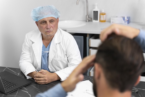 Injerto de cabello en Colombia - Paciente explicando sus problemas de alopecia a un especialista